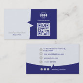 Professionele aangepaste QRCode-foto Blauw grijs Visitekaartje (Voorkant / Achterkant)