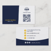 Professionele aangepaste QRCode-foto Donkerblauw G Visitekaartje (Voorkant / Achterkant)