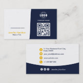 Professionele aangepaste QRCode-foto Donkerblauw G Visitekaartje (Voorkant / Achterkant)