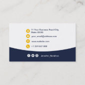 Professionele aangepaste QRCode-foto Donkerblauw G Visitekaartje (Achterkant)