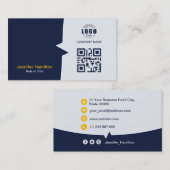 Professionele aangepaste QRCode-foto Donkerblauw G Visitekaartje (Voorkant / Achterkant)