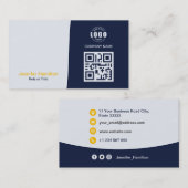 Professionele aangepaste QRCode-foto Donkerblauw G Visitekaartje (Voorkant / Achterkant)