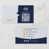 Professionele aangepaste QRCode-foto Donkerblauw G Visitekaartje (Voorkant / Achterkant)