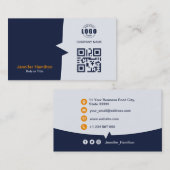 Professionele aangepaste QRCode-foto Donkerblauw O Visitekaartje (Voorkant / Achterkant)