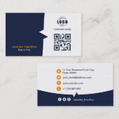Professionele aangepaste QRCode-foto Donkerblauw O Visitekaartje (Voorkant / Achterkant)