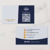 Professionele aangepaste QRCode-foto Donkerblauw O Visitekaartje (Voorkant / Achterkant)