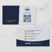 Professionele aangepaste QRCode-foto Donkerblauw O Visitekaartje (Voorkant / Achterkant)