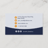 Professionele aangepaste QRCode-foto Donkerblauw O Visitekaartje (Achterkant)