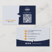Professionele aangepaste QRCode-foto Donkerblauw O Visitekaartje (Voorkant / Achterkant)