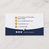 Professionele aangepaste QRCode-foto Donkerblauw O Visitekaartje (Achterkant)