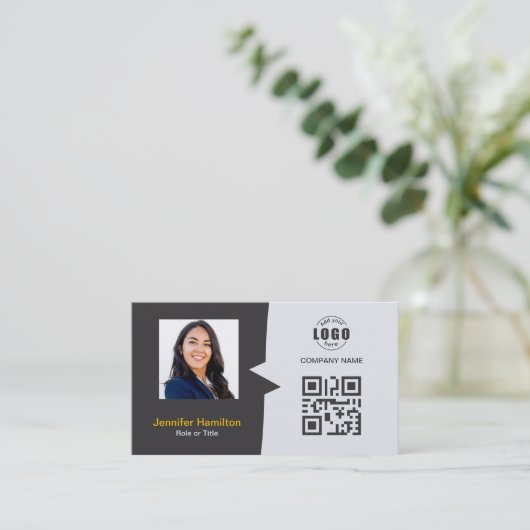 Professionele aangepaste QRCode Foto Geel Geel Visitekaartje (Staand voorkant)