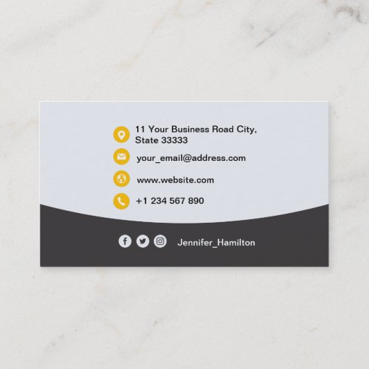 Professionele aangepaste QRCode Foto Geel Geel Visitekaartje (Achterkant)