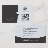 Professionele aangepaste QRCode Foto Gray Business Visitekaartje (Voorkant / Achterkant)