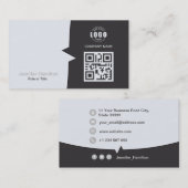 Professionele aangepaste QRCode Foto Gray Business Visitekaartje (Voorkant / Achterkant)