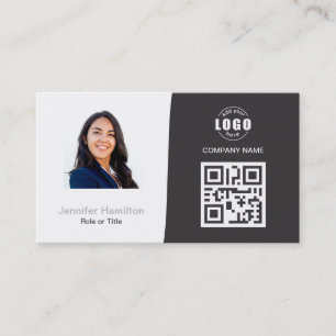 Professionele aangepaste QRCode Foto Gray Business Visitekaartje