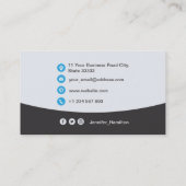 Professionele aangepaste QRCode Foto grijs blauw Visitekaartje (Achterkant)