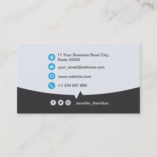 Professionele aangepaste QRCode Foto grijs blauw Visitekaartje (Achterkant)