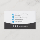 Professionele aangepaste QRCode Foto grijs blauw Visitekaartje (Achterkant)