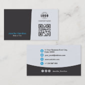 Professionele aangepaste QRCode Foto grijs blauw Visitekaartje (Voorkant / Achterkant)