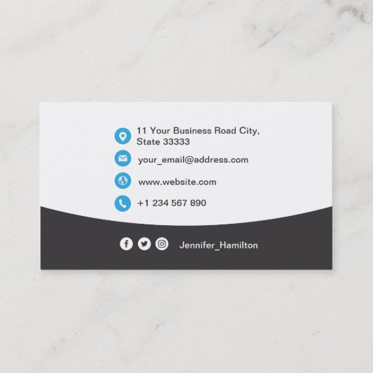 Professionele aangepaste QRCode Foto grijs blauw Visitekaartje (Achterkant)