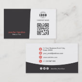 Professionele aangepaste QRCode Foto grijs rood Visitekaartje (Voorkant / Achterkant)