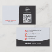 Professionele aangepaste QRCode Foto grijs rood Visitekaartje (Voorkant / Achterkant)