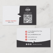 Professionele aangepaste QRCode Foto grijs rood Visitekaartje (Voorkant / Achterkant)