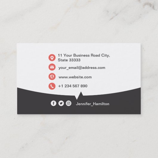 Professionele aangepaste QRCode Foto grijs rood Visitekaartje (Achterkant)