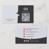 Professionele aangepaste QRCode Foto grijs rood Visitekaartje (Voorkant / Achterkant)