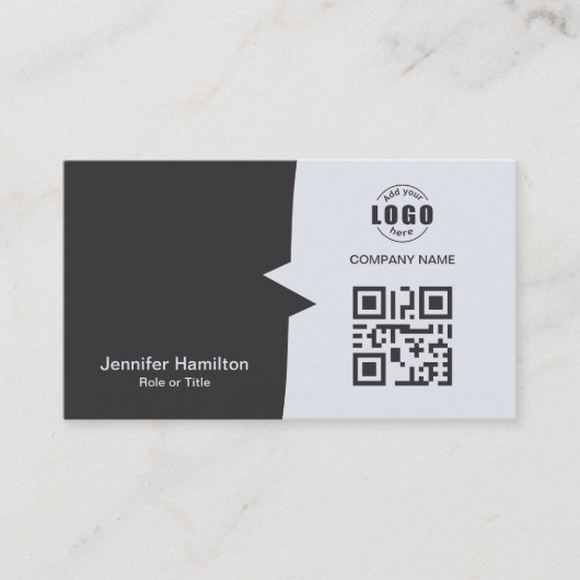 Professionele aangepaste QRCode Foto grijs Visitekaartje (Voorkant)