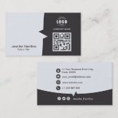 Professionele aangepaste QRCode Foto grijs Visitekaartje (Voorkant / Achterkant)