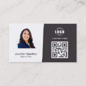 Professionele aangepaste QRCode Foto grijs Visitekaartje (Voorkant)
