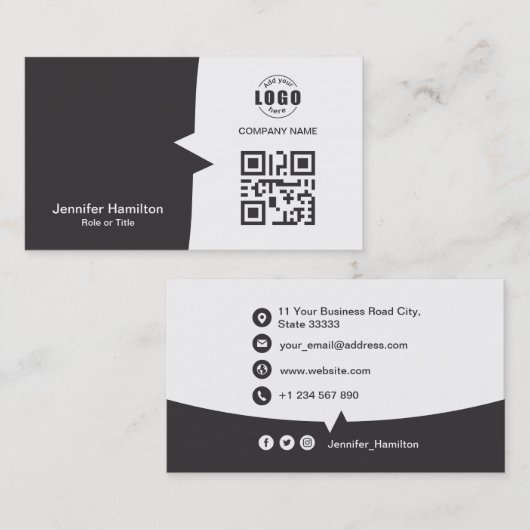 Professionele aangepaste QRCode Foto grijs Visitekaartje (Voorkant / Achterkant)