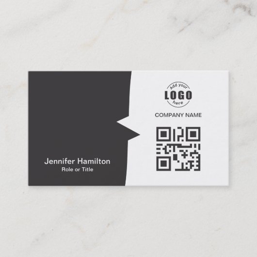 Professionele aangepaste QRCode Foto grijs Visitekaartje (Voorkant)