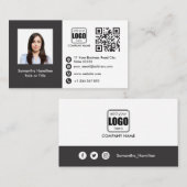 Professionele aangepaste QRCode Foto grijs Visitekaartje (Voorkant / Achterkant)
