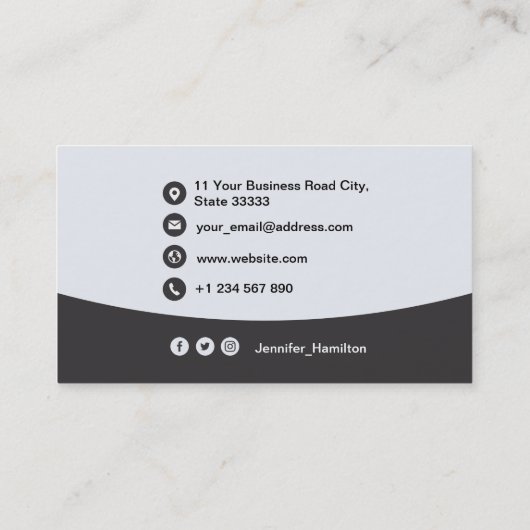 Professionele aangepaste QRCode Foto grijs Visitekaartje (Achterkant)