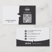 Professionele aangepaste QRCode Foto grijs Visitekaartje (Voorkant / Achterkant)