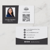 Professionele aangepaste QRCode Foto grijs Visitekaartje (Voorkant / Achterkant)