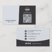 Professionele aangepaste QRCode Foto grijs Visitekaartje (Voorkant / Achterkant)