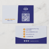 Professionele aangepaste QRCode-fotoblauw Sinaasap Visitekaartje (Voorkant / Achterkant)