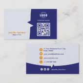 Professionele aangepaste QRCode-fotoblauw Sinaasap Visitekaartje (Voorkant / Achterkant)