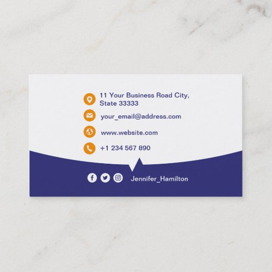 Professionele aangepaste QRCode-fotoblauw Sinaasap Visitekaartje (Achterkant)