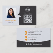 Professionele aangepaste QRCode-fotografie, grijs  Visitekaartje (Voorkant / Achterkant)