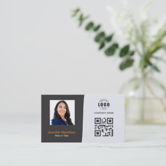Professionele aangepaste QRCode-fotografie, grijs  Visitekaartje (Staand voorkant)