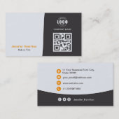 Professionele aangepaste QRCode-fotografie, grijs  Visitekaartje (Voorkant / Achterkant)