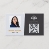 Professionele aangepaste QRCode-fotografie, grijs  Visitekaartje (Voorkant)