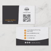 Professionele aangepaste QRCode-fotografie, grijs  Visitekaartje (Voorkant / Achterkant)