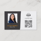 Professionele aangepaste QRCode-fotografie, grijs  Visitekaartje (Voorkant)