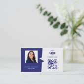 Professionele aangepaste QRCode Photo Blue Busines Visitekaartje (Staand voorkant)