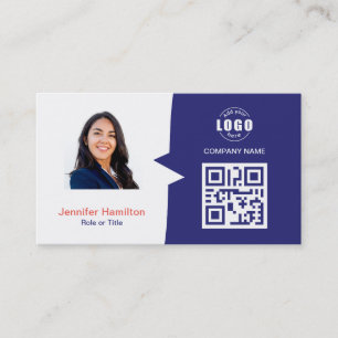 Professionele aangepaste QRCode Photo Blue Red Visitekaartje